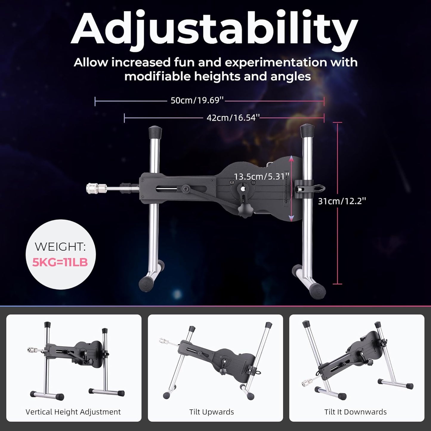 60W Whisper-Quiet Thrusting Machine with Glow-in-the-Dark Dildos and Universal Attachments