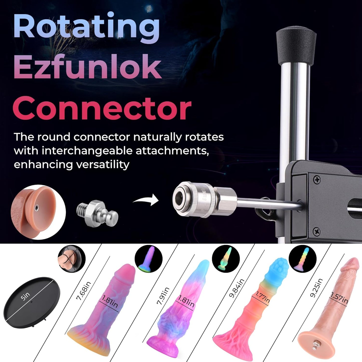 60W Whisper-Quiet Thrusting Machine with Glow-in-the-Dark Dildos and Universal Attachments